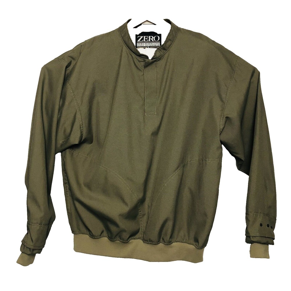 Zero Restriction ZR Brown & Black Puppytooth L/S Poly 1/4 Button Pullover Size L